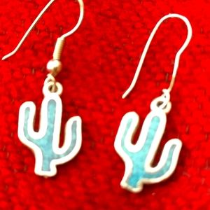 Turquoise cactus earrings southwest